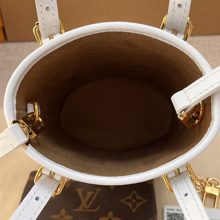 LOUIS VUITTON NANO BUCKET BROWN WHITE