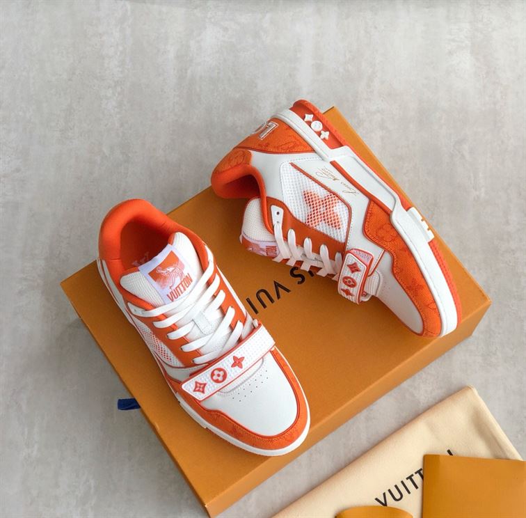 LOUIS VUITTON TRAINER MONOGRAM DENIM ORANGE - LVS012