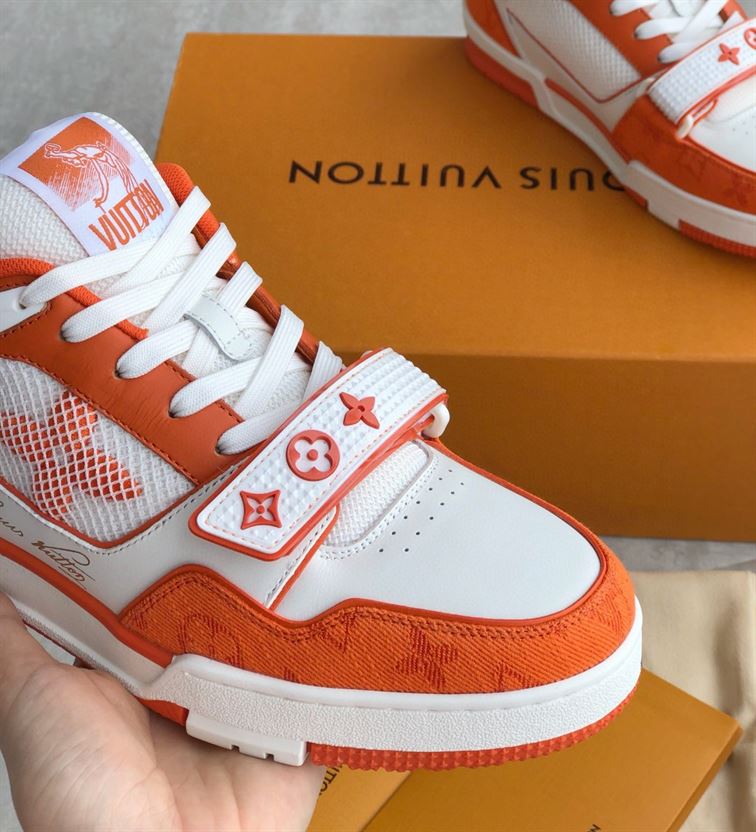 LOUIS VUITTON TRAINER MONOGRAM DENIM ORANGE - LVS012