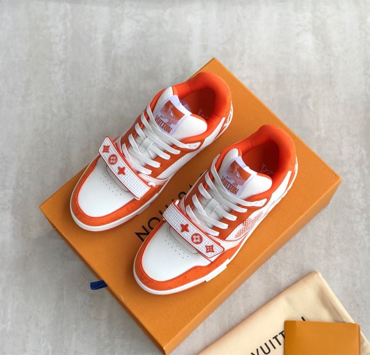 LOUIS VUITTON TRAINER MONOGRAM DENIM ORANGE - LVS012