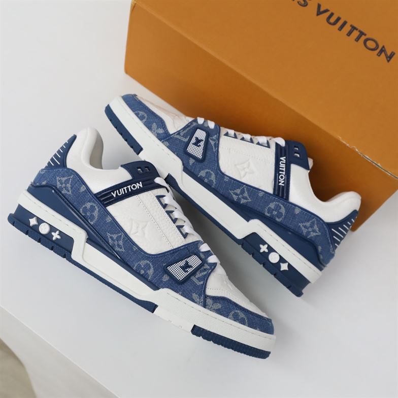 LOUIS VUITTON TRAINER MONOGRAM DENIM WHITE BLUE - LVS006