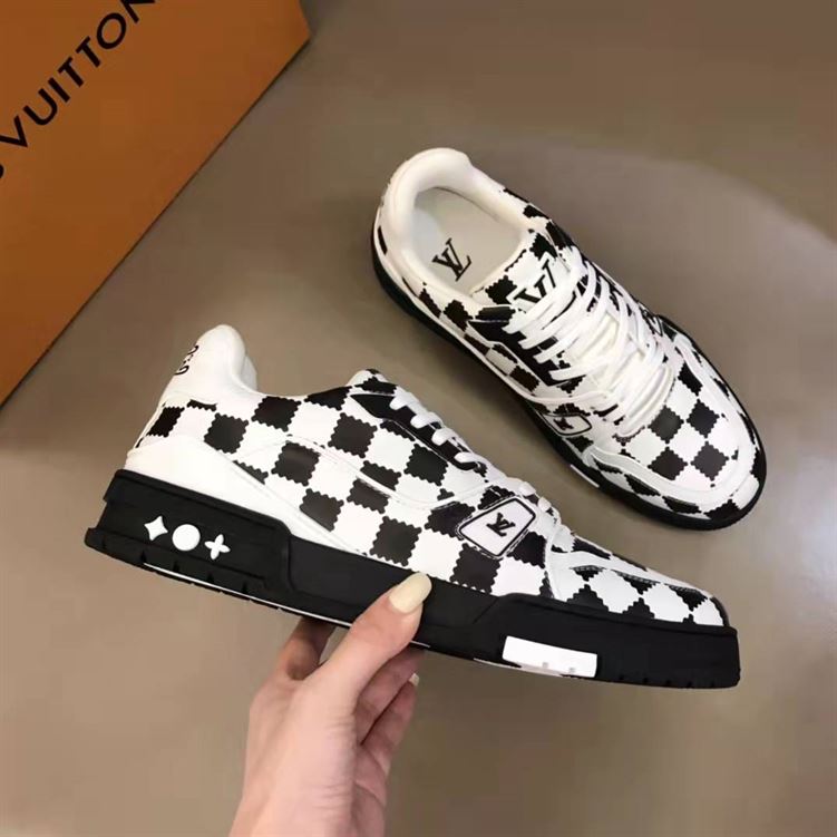 LOUIS VUITTON TRAINER SNEAKER BLACK WHITE DAMIER - LVS046