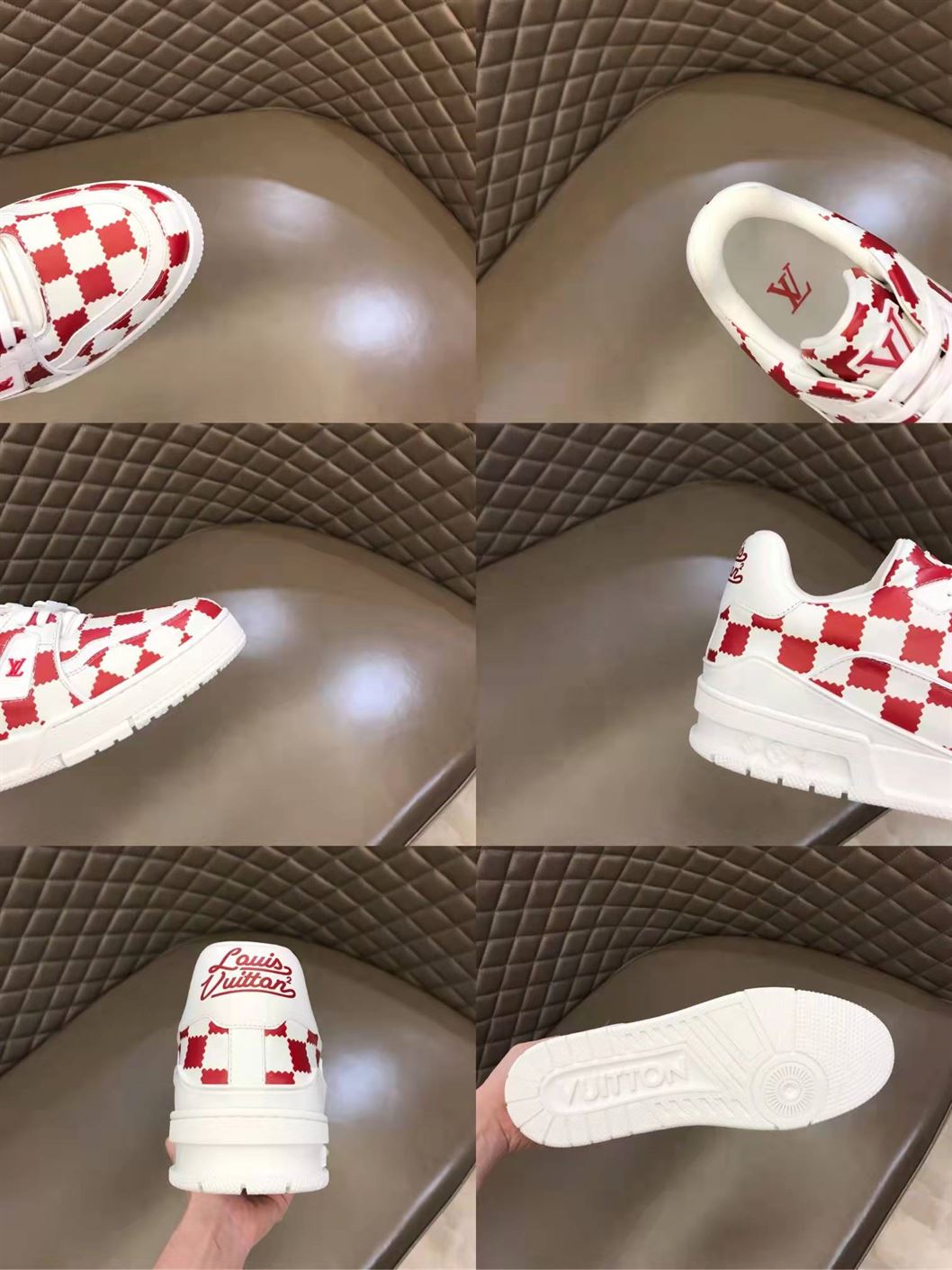 LOUIS VUITTON TRAINER SNEAKER RED WHITE DAMIER - LVS044