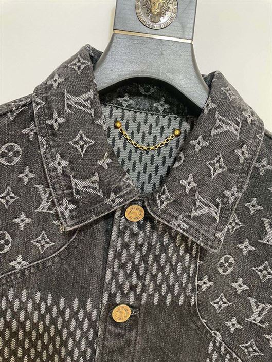 LOUIS VUITTON X NIGO GIANT DAMIER WAVES MNGM DENIM JACKET NOIR - LVC001
