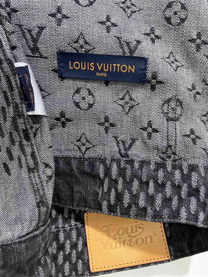 LOUIS VUITTON X NIGO GIANT DAMIER WAVES MNGM DENIM JACKET NOIR - LVC001