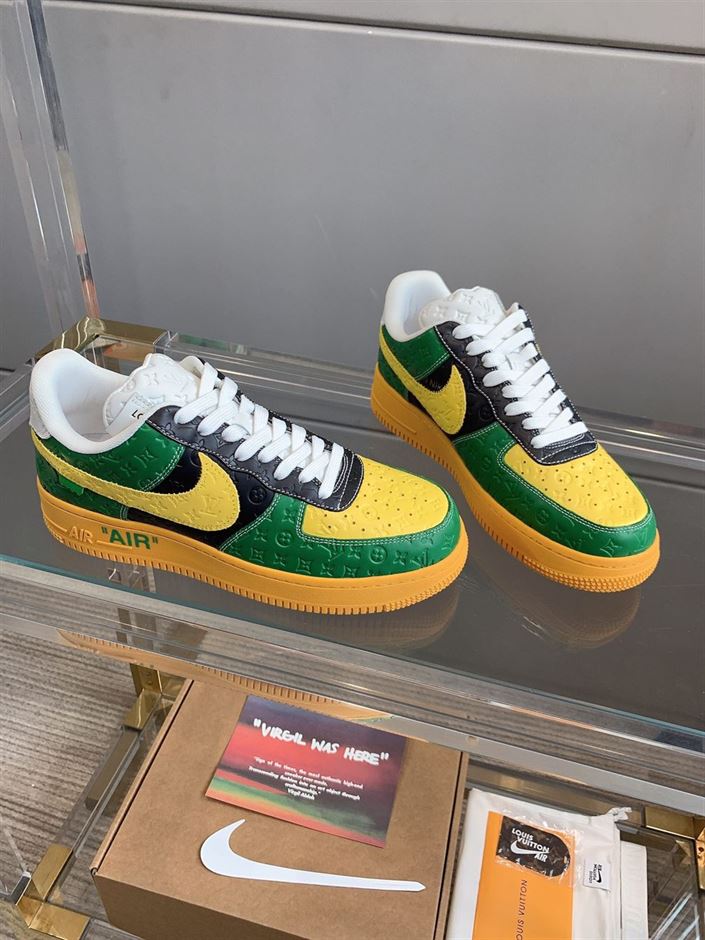 LOUIS VUITTON X NIKE AIR FORCE 1 LOW-TOP SNEAKERS IN YELLOW AND GREEN - LVS108
