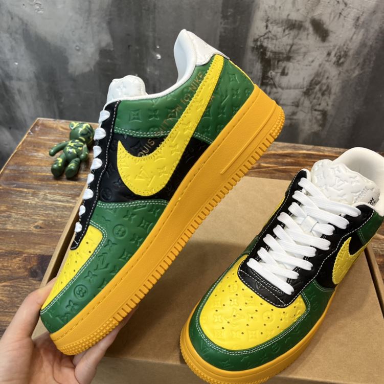 LOUIS VUITTON X NIKE AIR FORCE 1 LOW-TOP SNEAKERS IN YELLOW AND GREEN - LVS119