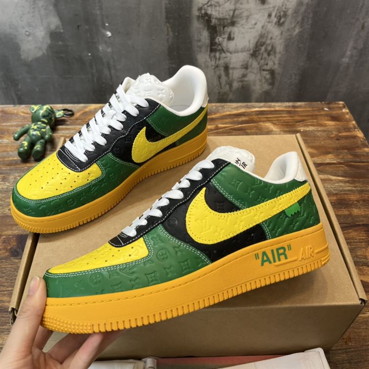 LOUIS VUITTON X NIKE AIR FORCE 1 LOW-TOP SNEAKERS IN YELLOW AND GREEN - LVS119