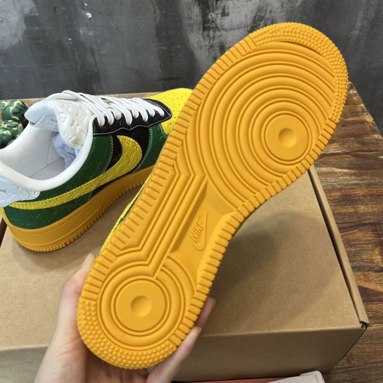 LOUIS VUITTON X NIKE AIR FORCE 1 LOW-TOP SNEAKERS IN YELLOW AND GREEN - LVS119