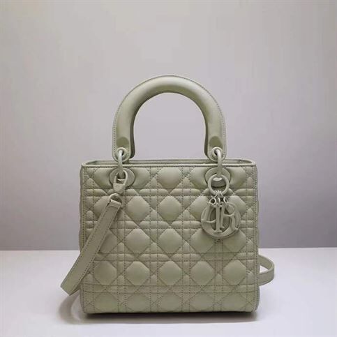 MEDIUM LADY DIOR BAG METALLIC GRAY