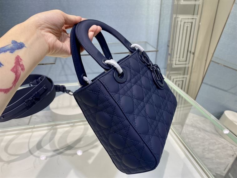 MEDIUM ULTRAMATTE LADY DIOR BAG INDIGO BLUE