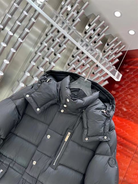 MONCLER BLACK BAUGES LEATHER-TRIMMED DOWN JACKET - MC083