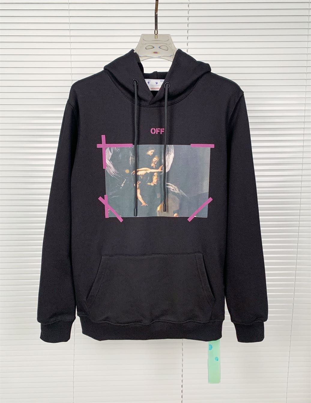 OFF-WHITE ARROW CARAVAGGIO MERCY SKATE HOODIE BLACK PURPLE - OS014