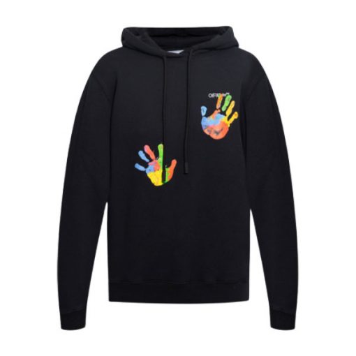 OFF-WHITE BLACK PRINTED HOODIE - OS015