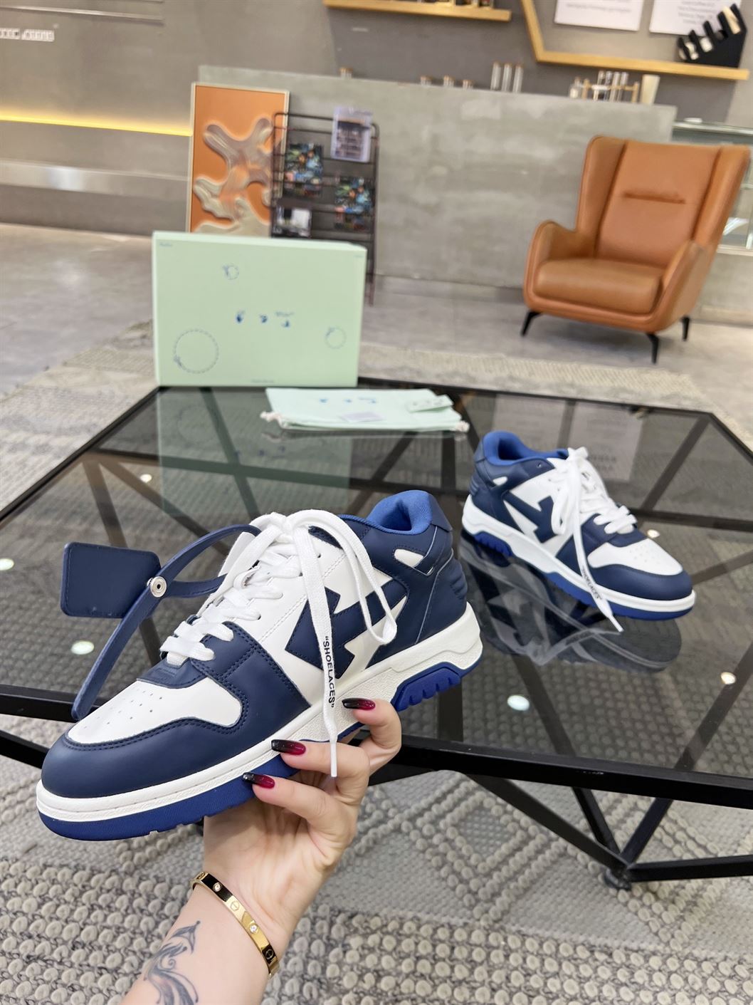 OFF-WHITE OUT OFF OFFICE CALF LEATHER WHITE ROYAL IN BLUE - OFW016