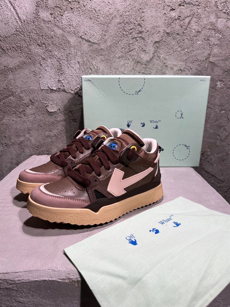 OFF-WHITE SPONGE MID-TOP SNEAKERS BROWN BEIGE - OFW041