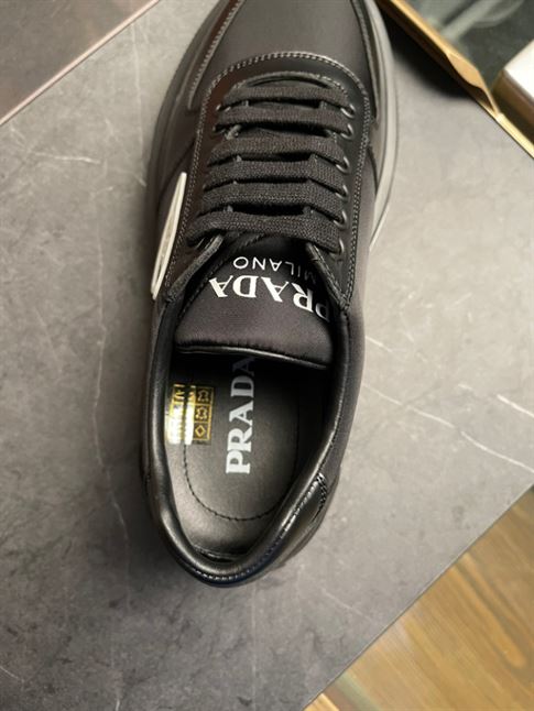 PRADA MACRO RE-NYLON AND BRUSHED LEATHER SNEAKERS - PRS055