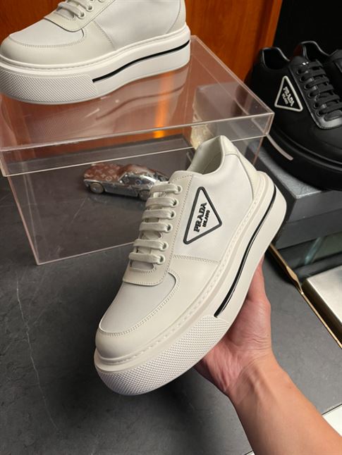 PRADA MACRO RE-NYLON AND BRUSHED LEATHER SNEAKERS - PRS056