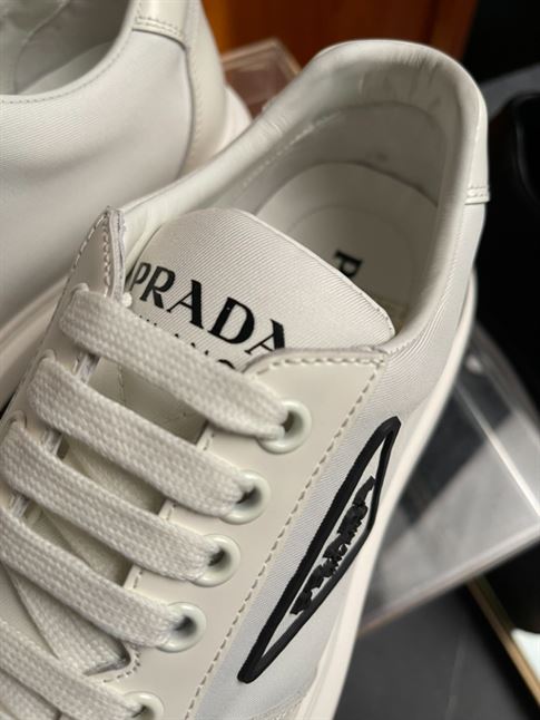 PRADA MACRO RE-NYLON AND BRUSHED LEATHER SNEAKERS - PRS056