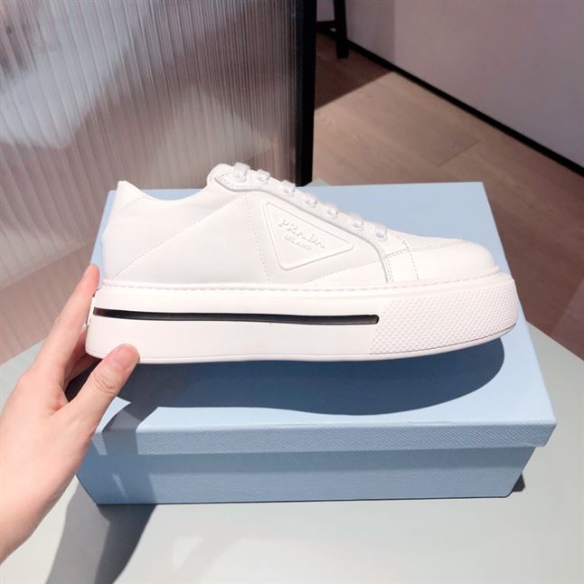 PRADA MACRO RE-NYLON AND BRUSHED LEATHER SNEAKERS - PRS057