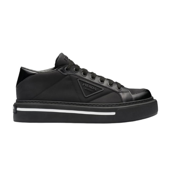 PRADA MACRO RE-NYLON AND BRUSHED LEATHER SNEAKERS - PRS058