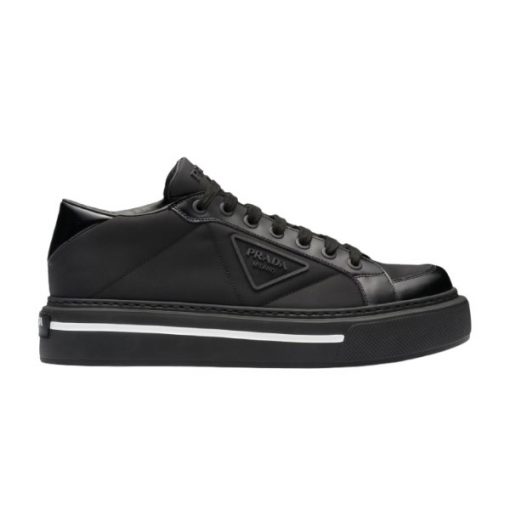 PRADA MACRO RE-NYLON AND BRUSHED LEATHER SNEAKERS - PRS058
