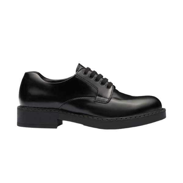 PRADA MONOLITH BRUSHED LEATHER DERBY SHOES - PRS038