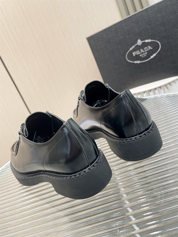 PRADA MONOLITH BRUSHED LEATHER LACE-UP SHOES - PRS039