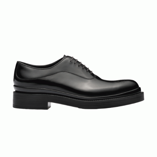 PRADA MONOLITH BRUSHED LEATHER OXFORD SHOES - PRS040