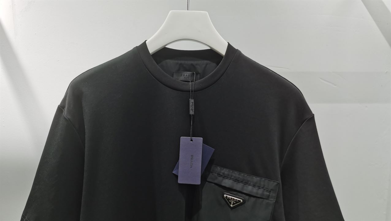 PRADA RE-NYLON AND JERSEY T-SHIRT - PT007