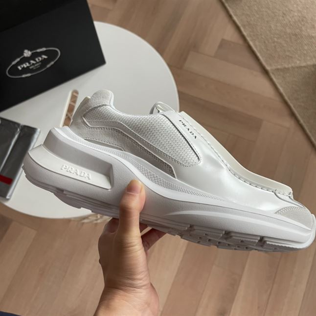 PRADA SYSTEME BRUSHED LEATHER SNEAKERS - PRS048