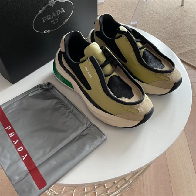 PRADA SYSTEME BRUSHED LEATHER SNEAKERS - PRS049
