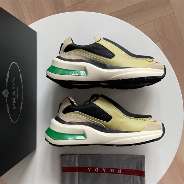 PRADA SYSTEME BRUSHED LEATHER SNEAKERS - PRS049