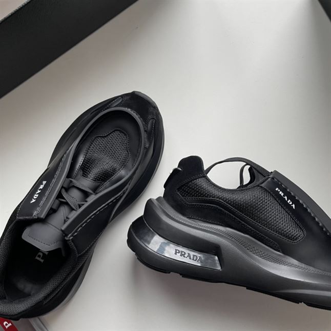 PRADA SYSTEME BRUSHED LEATHER SNEAKERS - PRS050