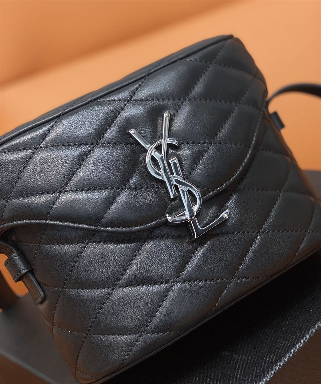 YSL JUNE QUILTED LEATHER CROSSBODY BLACK BAG