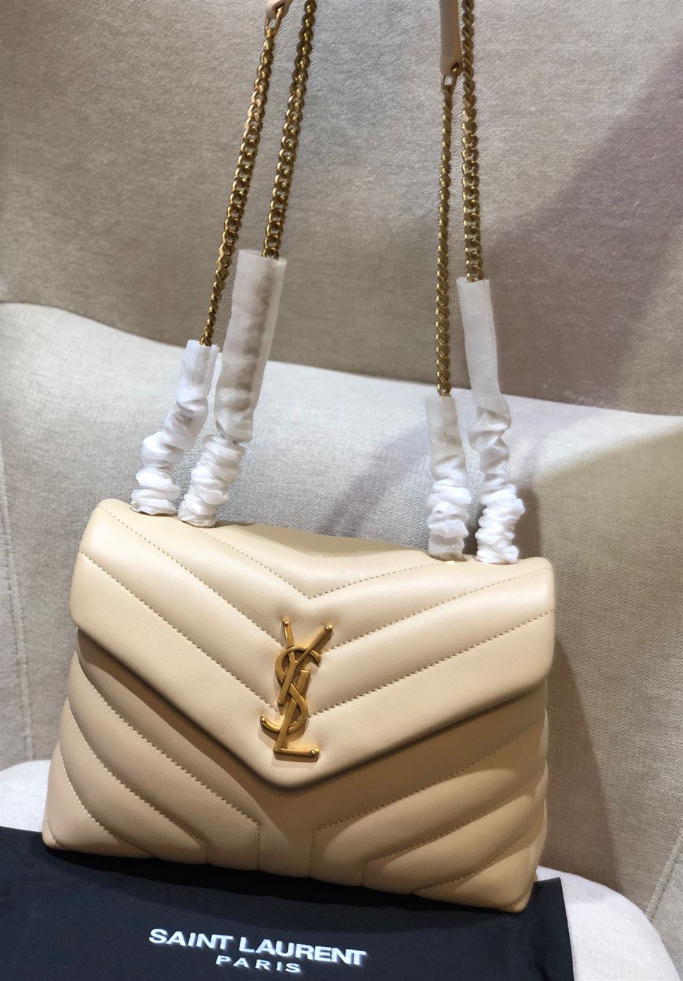 YSL LOULOU WHITE CREAM BAG