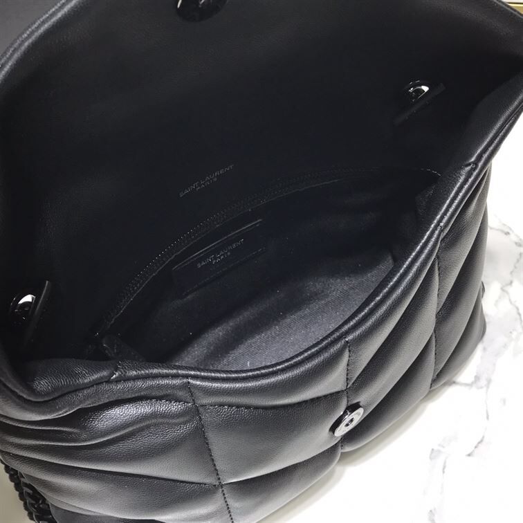 YSL LOULOU PUFFER SHOULDER BLACK BAG