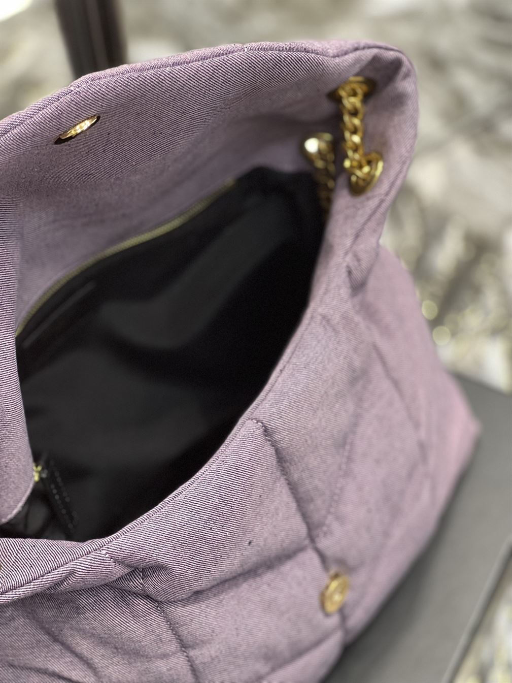 YSL MEDIUM PUFFER PURPLE BAG