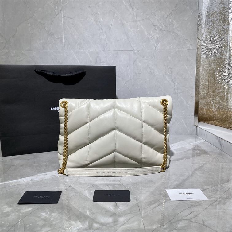 YSL PUFFER TOY CREAM WHITE BAG