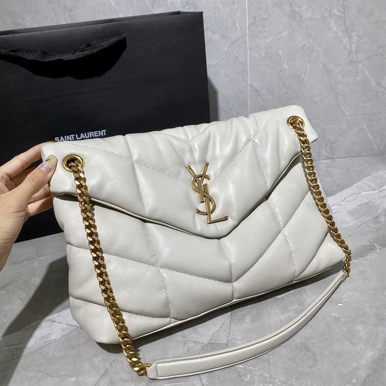 YSL PUFFER TOY CREAM WHITE BAG