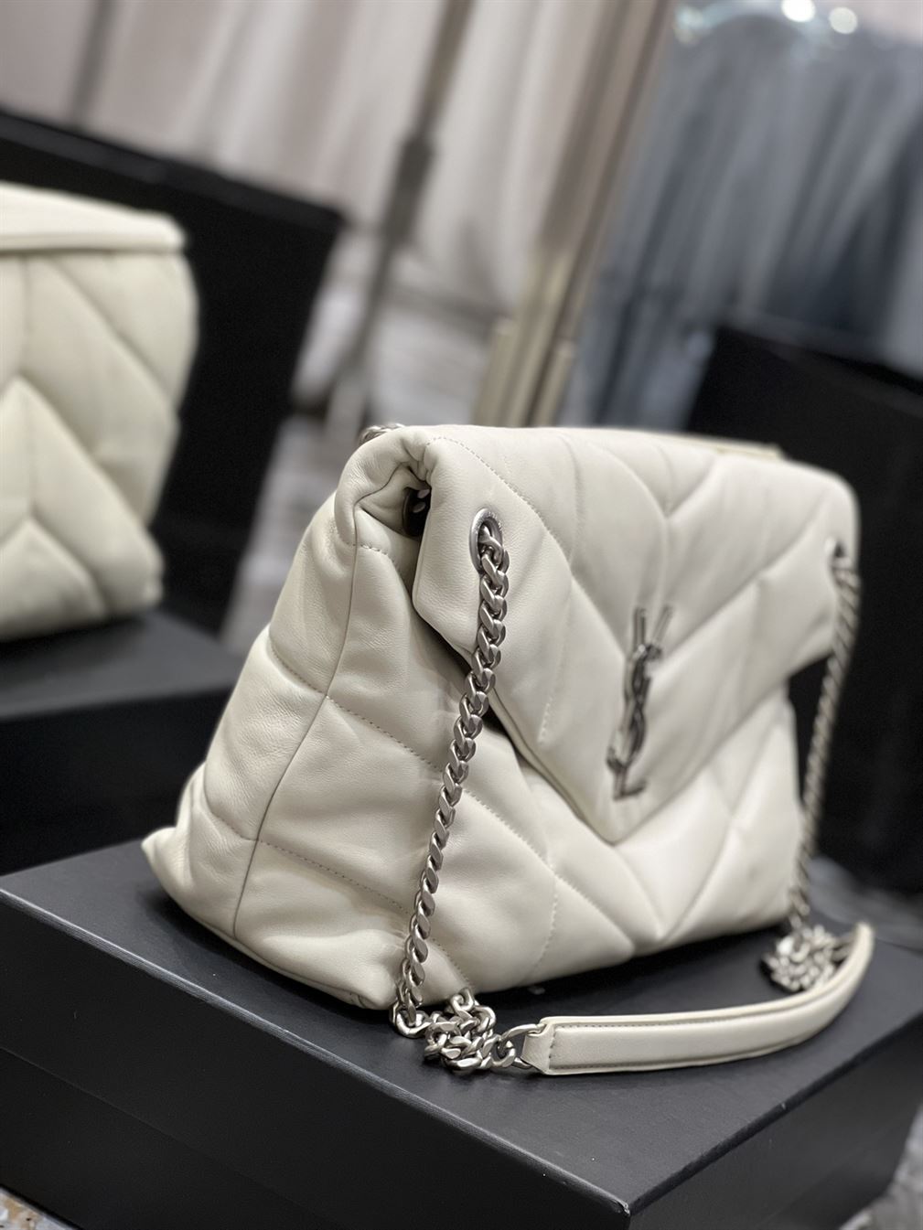 YSL PUFFER TOY WHITE BAG