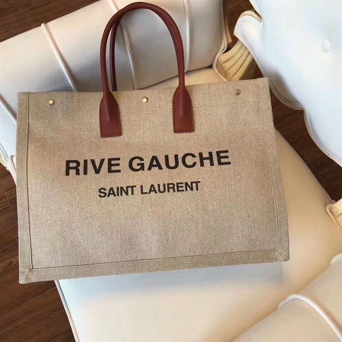 YSL RIVE GAUCHE CANVAS TOTE BEIGE BAG