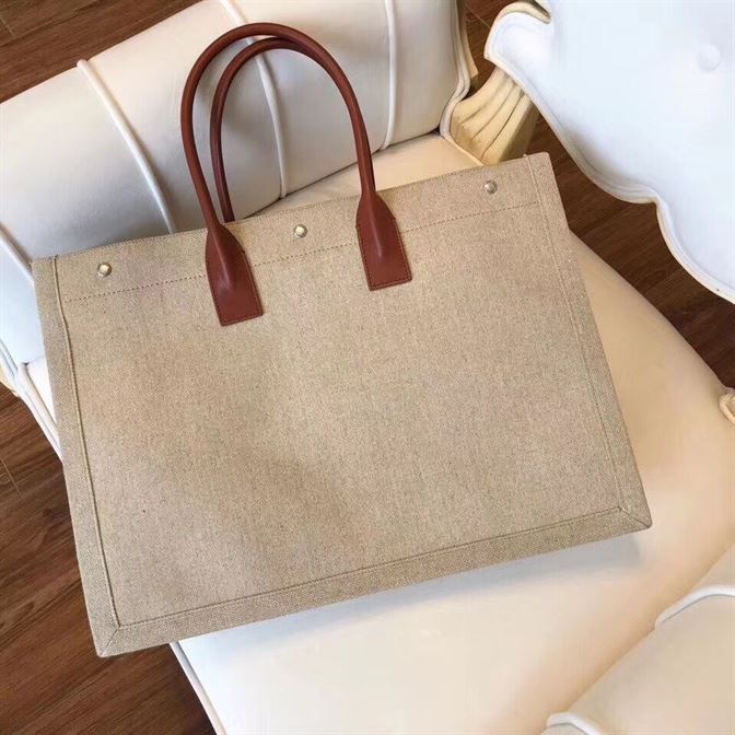 YSL RIVE GAUCHE CANVAS TOTE BEIGE BAG