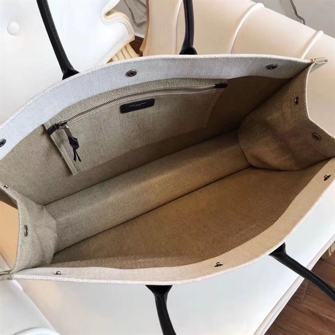 YSL RIVE GAUCHE CANVAS TOTE WHITE BEIGE BAG