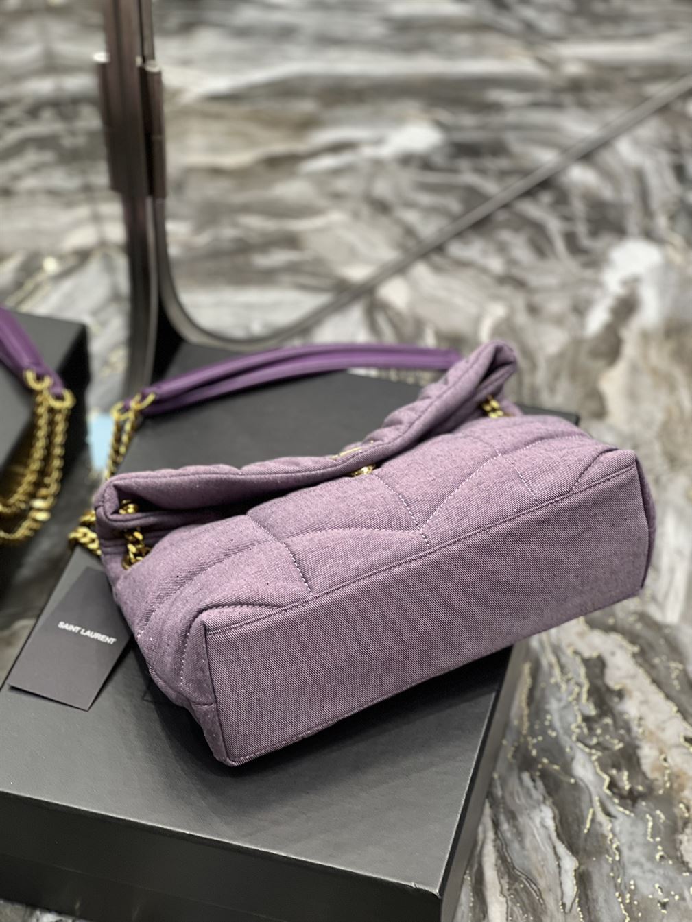 YSL SMALL PUFFER PURPLE BAG