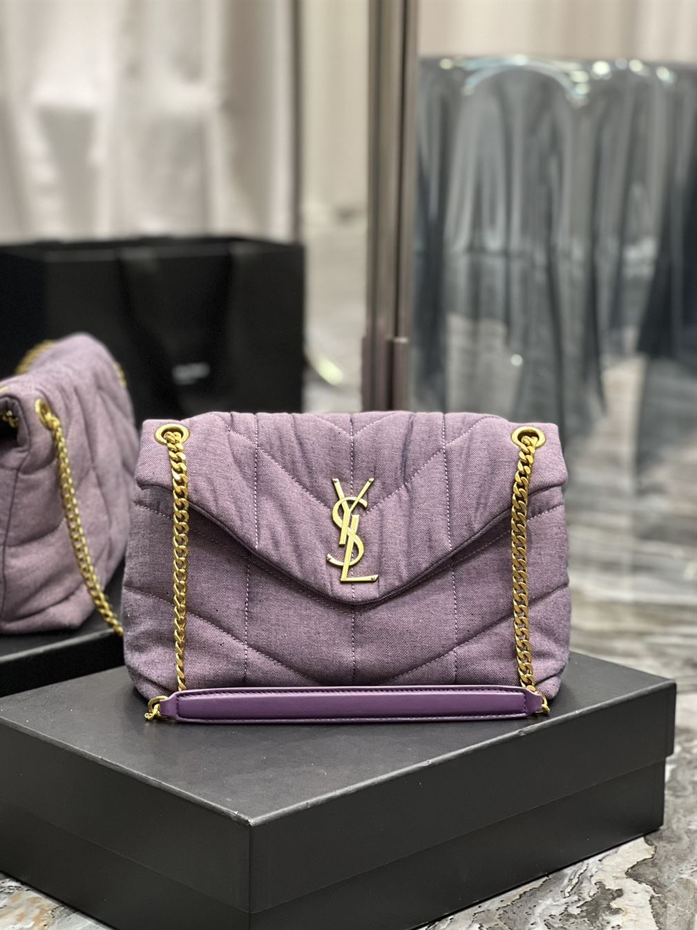 YSL SMALL PUFFER PURPLE BAG