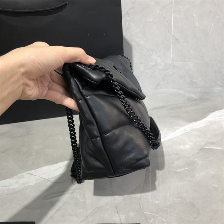 YSL SMALL PUFFER IN QUILTED NAPPA BLACK LEATHER