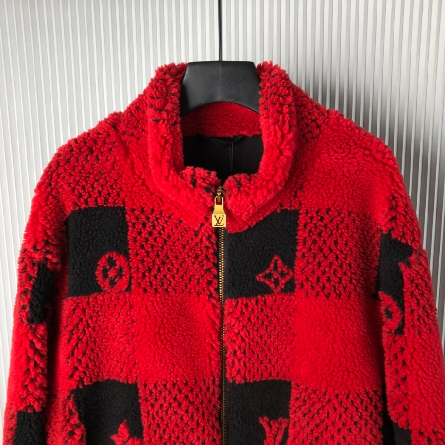 Louis Vuitton Damier Fleece Red Plaid Coat - LVC051