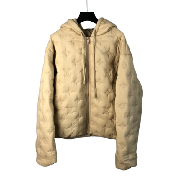 Louis Vuitton Monogram Quilted Nylon Hooded Beige Coat - LVC046