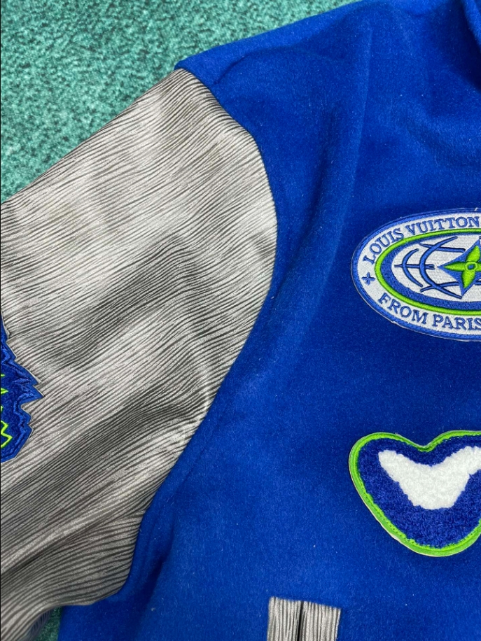 LOUIS VUITTON EMBROIDERED VARSITY BLUE COAT - LVC044